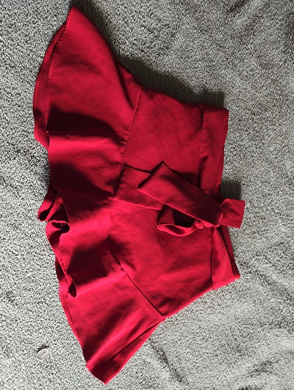 Zara Vibrant Red Bow-Waist Skort